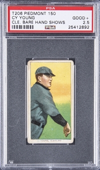 1909-11 T206 White Border Cy Young, Bare Hand Shows – PSA GD+ 2.5